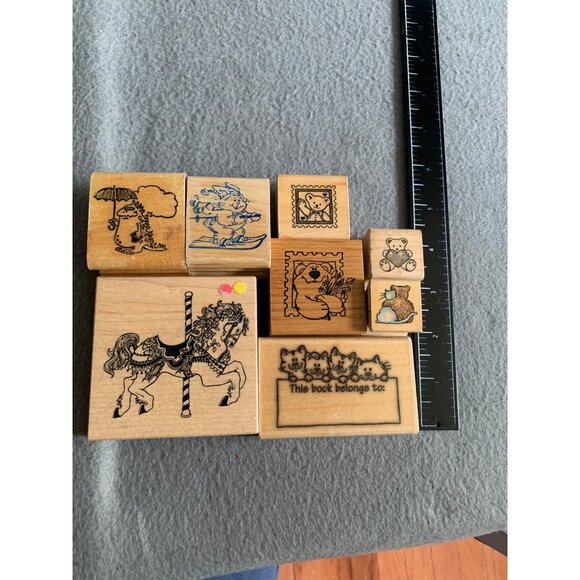 Assorted Wooden Rubber Stamps Scrapbooking - Carousel Horse Cute Animals & More - Picture 5 of 6